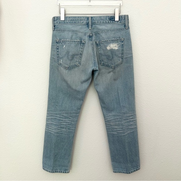 AG Ex-Boyfriend Crop Jeans Denim Pants Distressed Ankle Light Blue Size 26 Reg - Picture 6 of 15